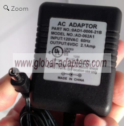 New 6V 2.1A 0AD1-0006-21B AD-062A1 Power Supply Adapter