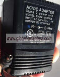 NEW 9V 600mA RHD41-0900600 Power Supply AC Adapter - Click Image to Close