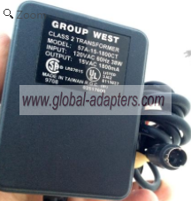 NEW 15V 1.8A GROUP WEST 57A-15-1800CT AC ADAPTER