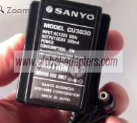 NEW 6V 300mA SANYO CU3030 Power Supply Adapter