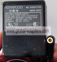 NEW 12V 200mA KENWOOD W09-1225 AC Adapter