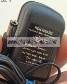 NEW 9V 300mA Hon-Kwang D9300A Power Supply Adapter
