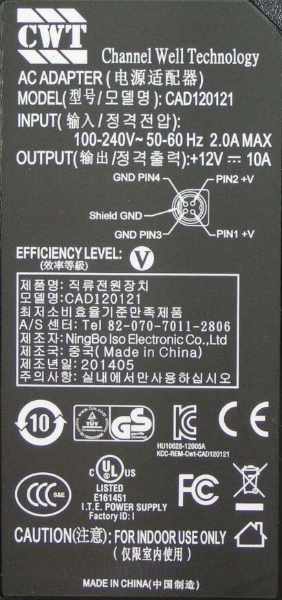 Genuine CWT 12V 10A (120W, Model CAD120121) Power Supply With 4-Pin Output Plug Guranteed genuine C