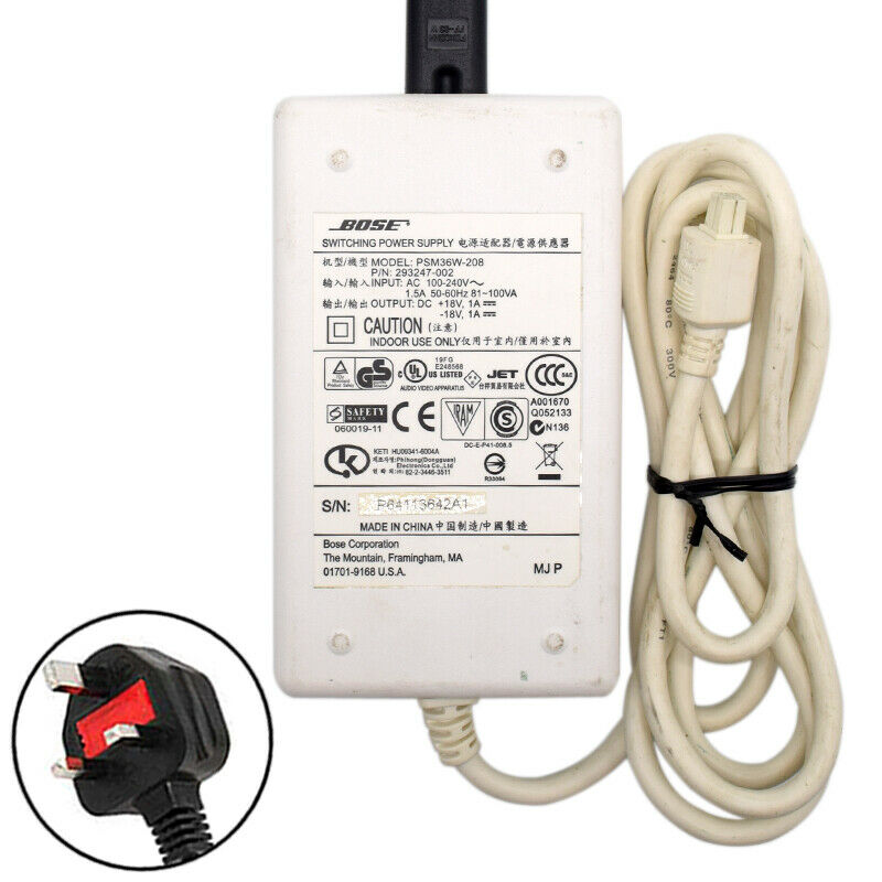 White Bose-Lifestyle RoomMate Speaker System AC Adapter Charger Power Supply Model: PSM36W-208 Mod