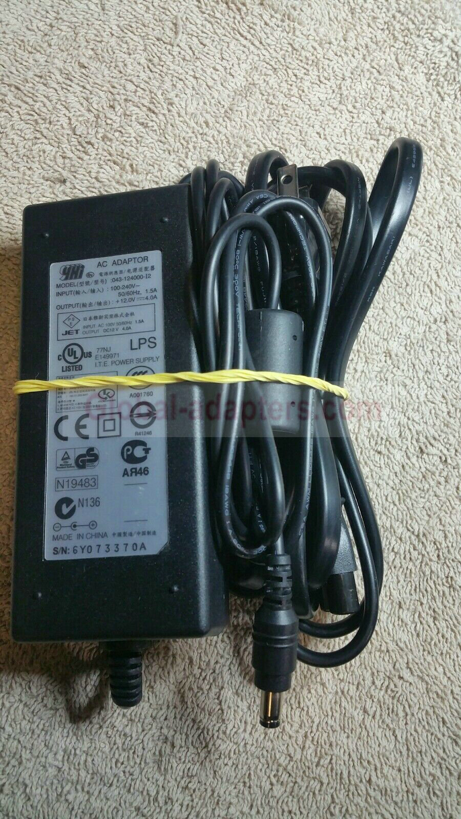 NEW 12V 4A Yhi 043-124000-I2 AC Adapter Power Supply