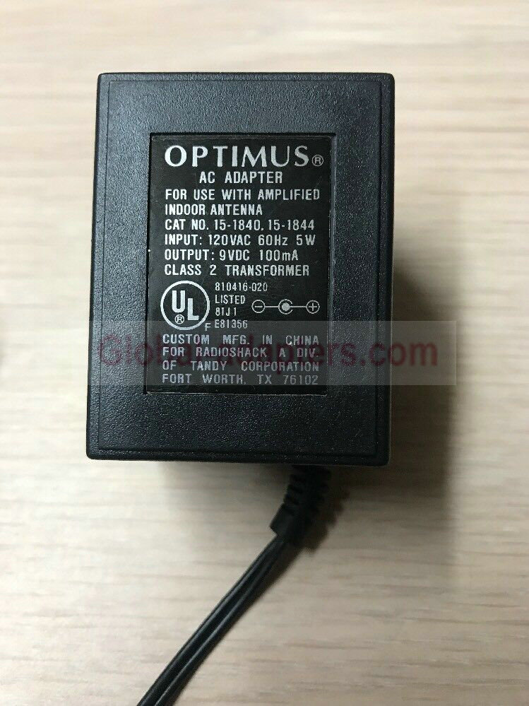 NEW 9V 100mA Optimus 15-1840 15-1844 AC Adapter