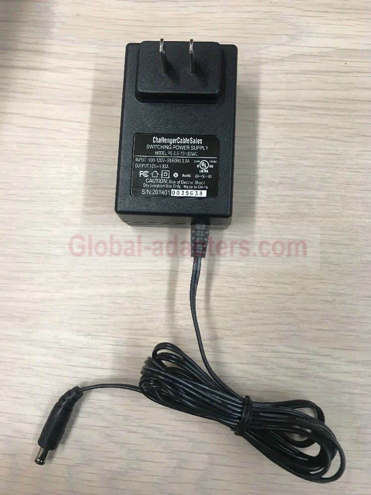 NEW 12V 1.83A ChallengerCableSales PS-2.5-12-183WC AC Adapter