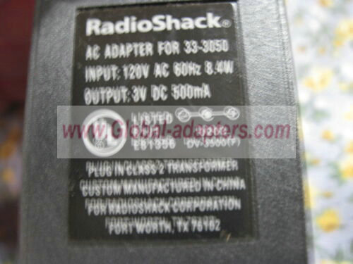 NEW 3V 500mA Radio Shack 33-3050 Power Supply AC Adapter Charger