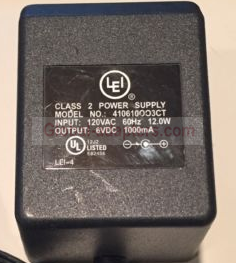 New 6V 1A LEI 410620Ii3CT Class 2 Power Supply Adapter