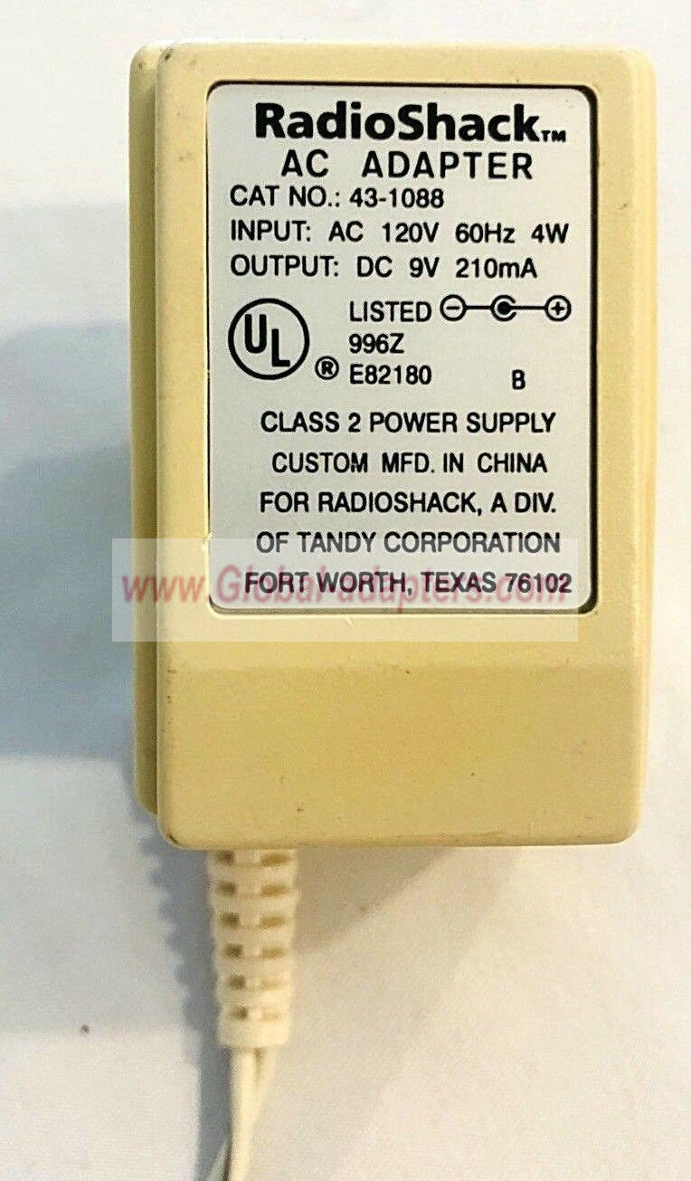 NEW 9V 210mA RadioShack 43-1088 AC DC Power Supply Adapter - Click Image to Close