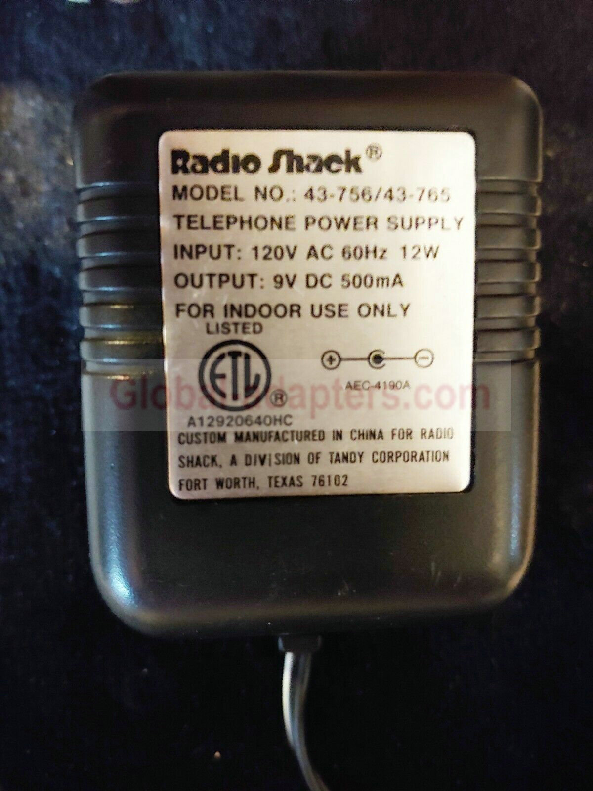 New DC9V 500mA RadioShack 43-756/43-765 Power Supply AC ADAPTER