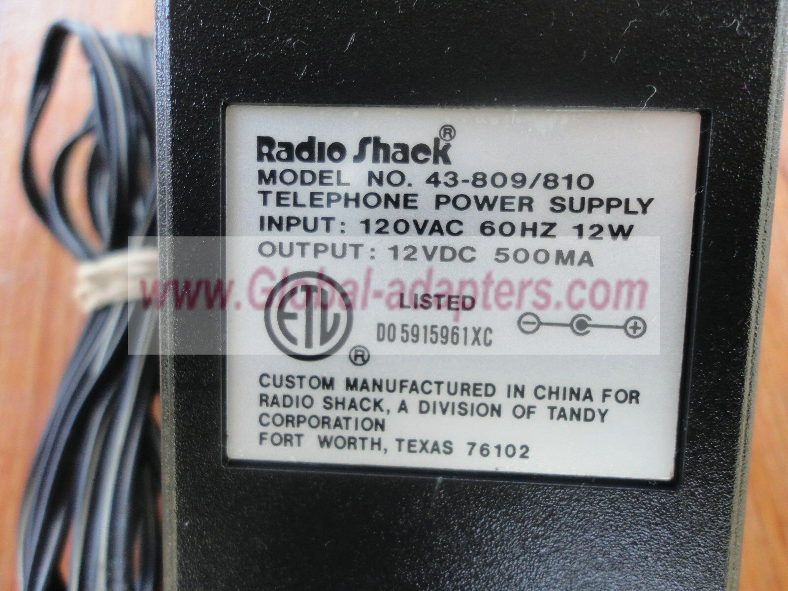 NEW 12V 500mA Radio Shack 43-809/810 Power Supply AC Adapter