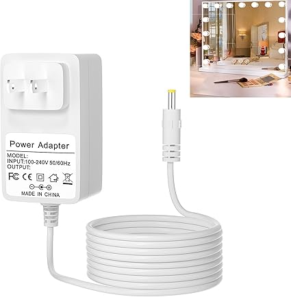 12V 2A Power Cord for Vanity Mirror with Lights Compatible with Hansong, Fenair, Leishe, Hasipu, COO