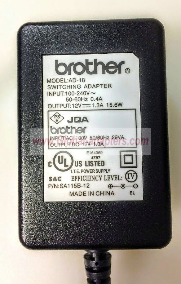 NEW 12V 1.3A Brother AD-18 ADE001 Fits PT-18R PT-18RKT PT-7500 PT-7600 Power Supply AC Adapter - Click Image to Close