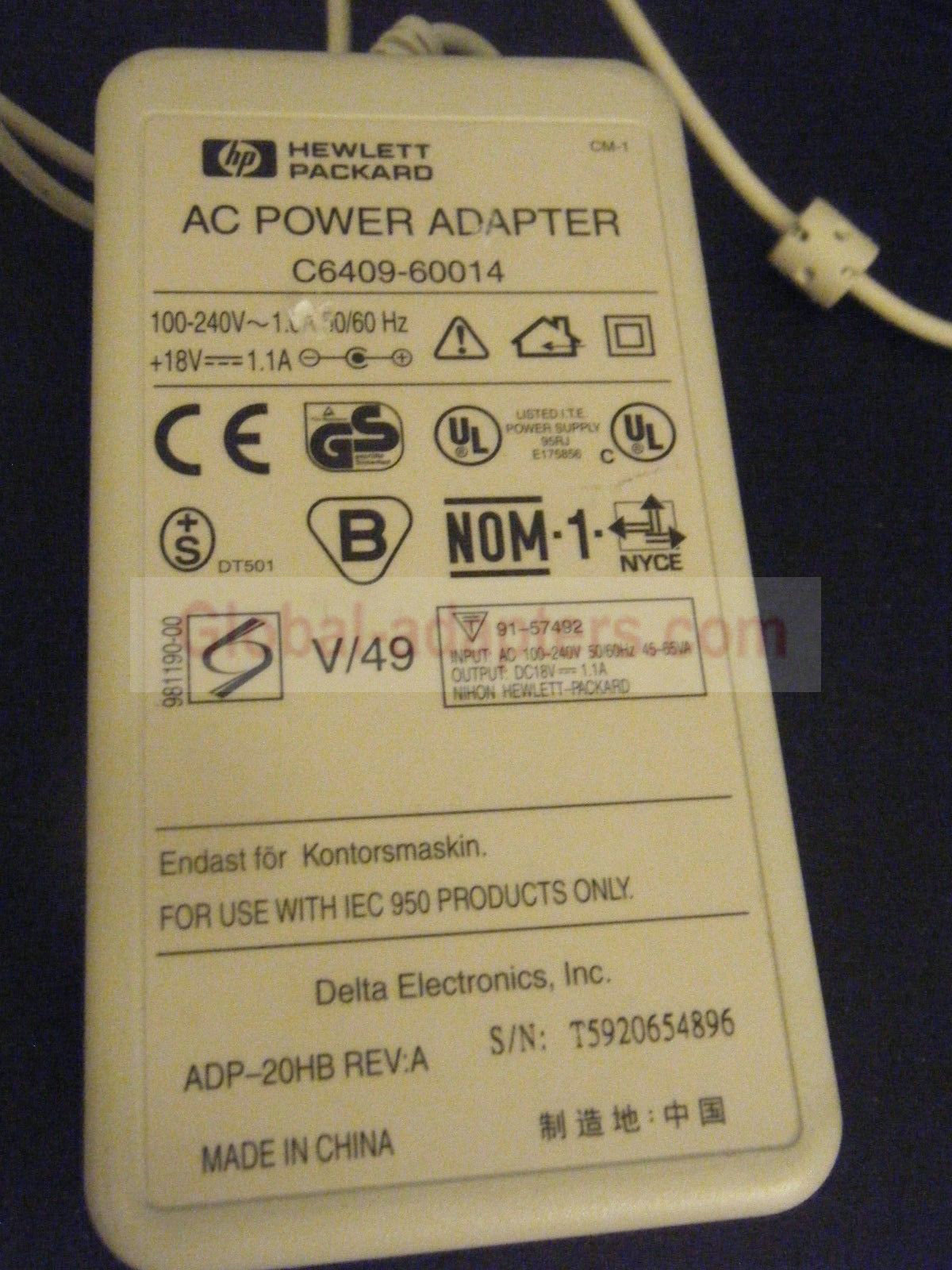 NEW 18V 1.1A Hewlett Packard C6409-60014 AC Power Adapter