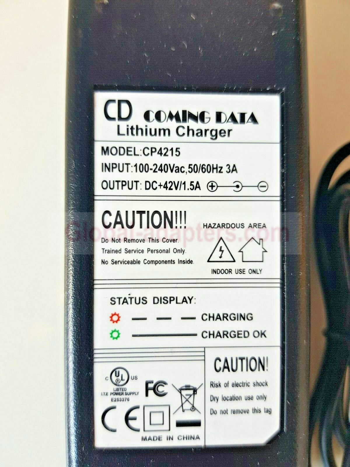 NEW 42V DC 1.5A COMING DATA LITHIUM CHARGER CP4215 CD-SCOOTER CHARGER BARREL CONNECT - Click Image to Close