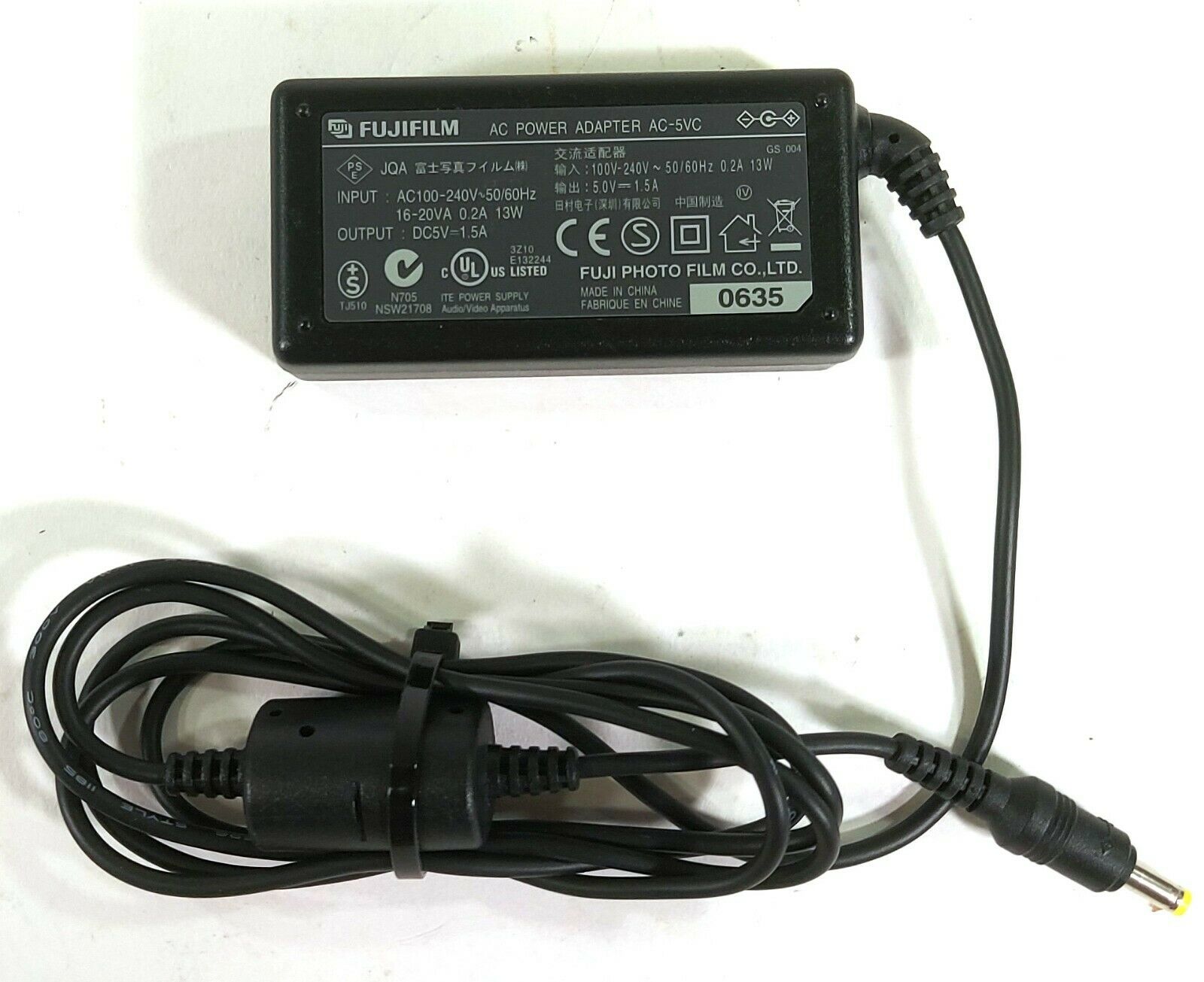Fujifilm AC-5VC ac/DC Adapter 5V 1.5A Original Charger Power Supply Output Current: 1.5 A Unit Typ - Click Image to Close