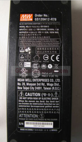 New 12V 8.5A MEAN WELL GS120A12-R7B 4 PIN AC ADAPTER - Click Image to Close