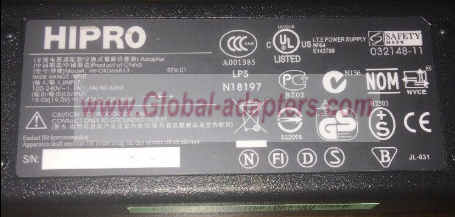NEW 19V 3.42A HIPRO HP-OK066813 AC Adapter - Click Image to Close