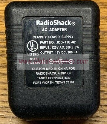 NEW 12V 300mA Radio Shack JOD-41U-02 Power Supply AC Adapter
