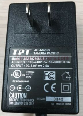 NEW 3V 2.5A TPT JSA30250UU3-1 Tamura Pacific AC Adapter