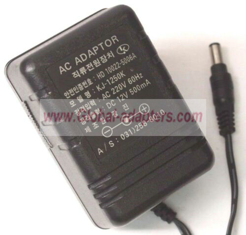 NEW 12V 500mA KJ-1250K AC Power Supply Adapter - Click Image to Close