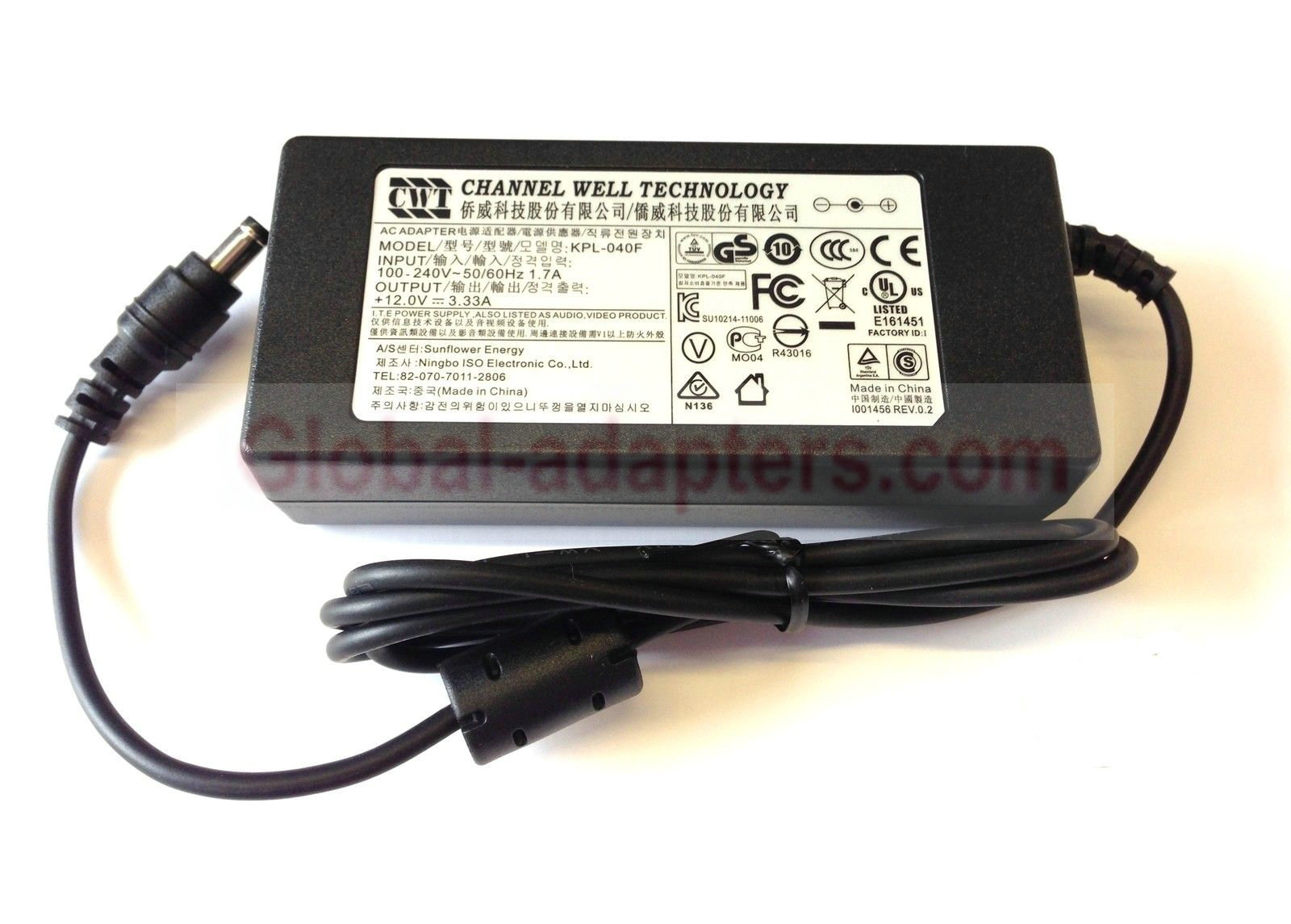NEW 12V 3.33A CWT CHANNEL WELL TECHNOLOGY PAA040F KPL-040F AC ADAPTER