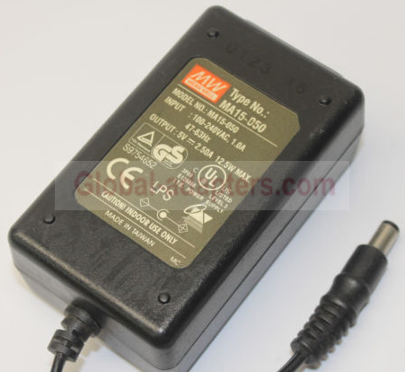 New 5V 2.5A Mean Well MA15-050 AC Adapter