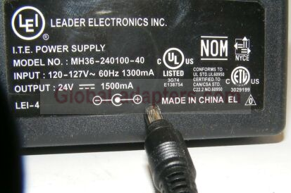 NEW 24V 1.5A LEI MH36-240100-40 AC ADAPTER - Click Image to Close