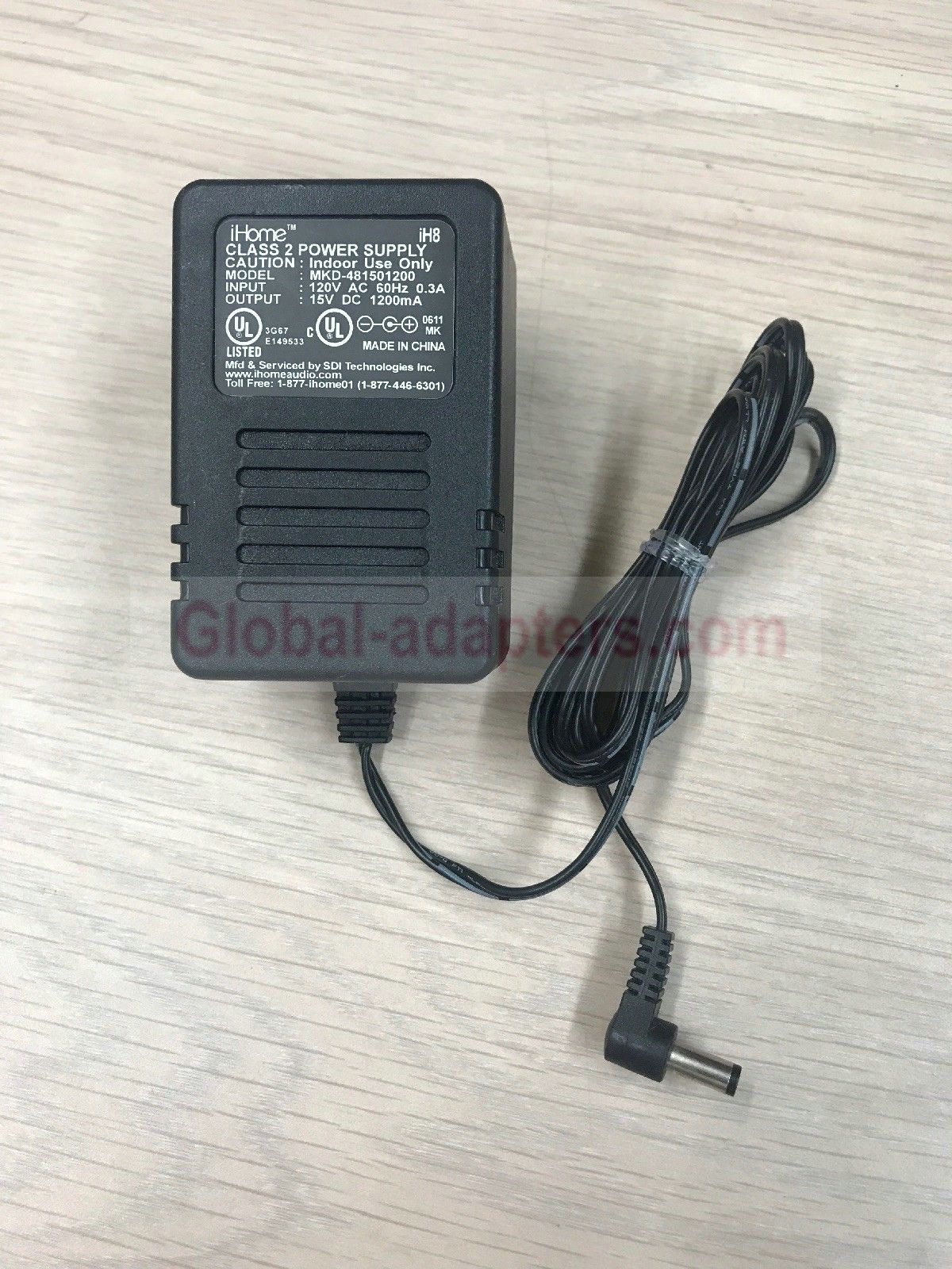 NEW 15V 1.2A iHome MKD-481501200 Class 2 Power Supply Adapter