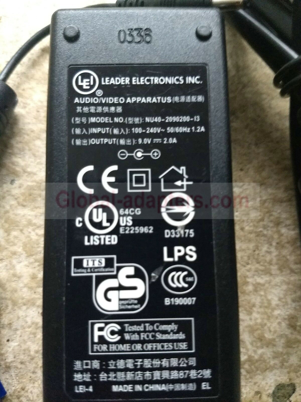 NEW 9V 2A LEI Leader Electronics INC NU40-2090200-13 AC/DC Adapter - Click Image to Close
