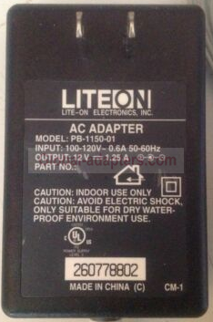 New 12V 1.25A LITE-ON PB-1150-01 AC Adapter