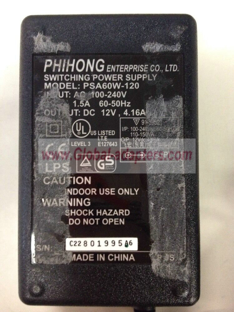 NEW 12V 4.16A PHIHONG PSA60W-120 AC ADAPTER