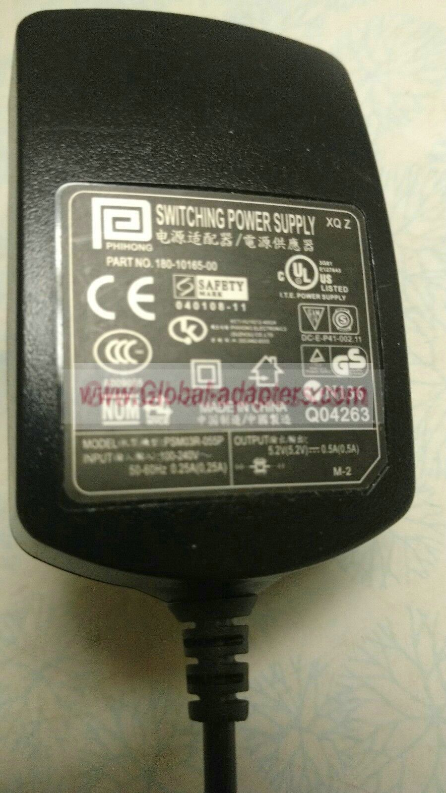 NEW 5.2V 0.5A Phihong 180-10165-00 PSM03R-055P AC Adapter