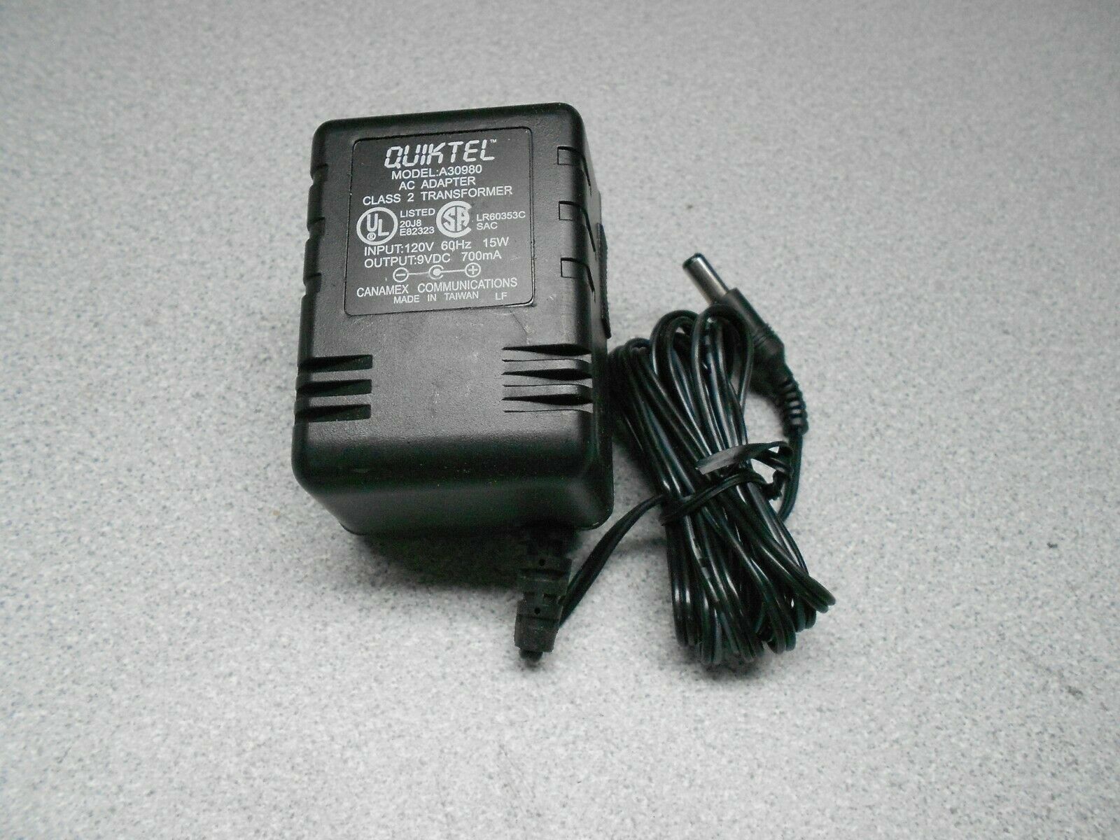 New Quiktel Model A30980 Power Supply 9VDC 800mA Country/Region of Manufacture: China Custom Bundl - Click Image to Close