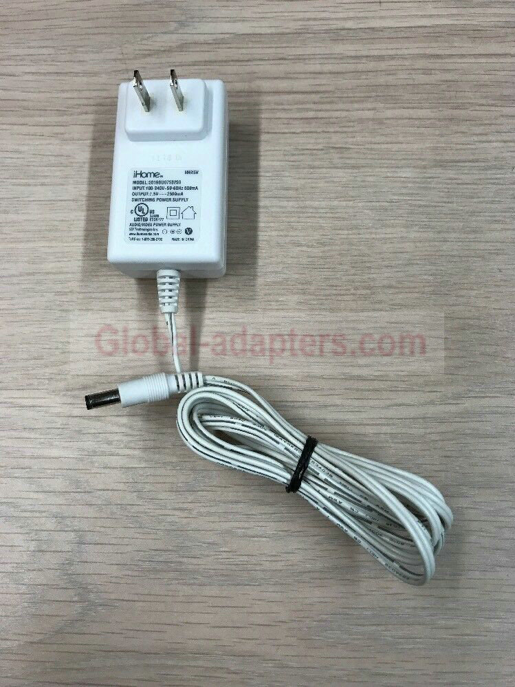 NEW 7.5V 2.5A iHome S019BU0750250 AC Adapter - Click Image to Close