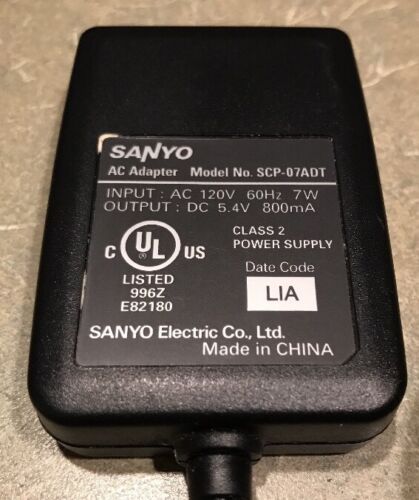New 5.4V 800mA SANYO SCP-07ADT Class 2 Transformer Ac Adapter