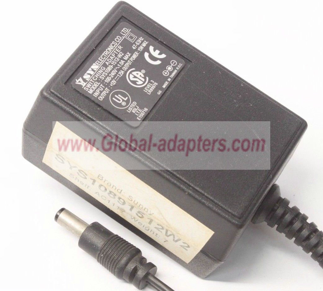 NEW 12V 1.25A Syn Electronics SYS1089-1512-W2 AC Adapter - Click Image to Close