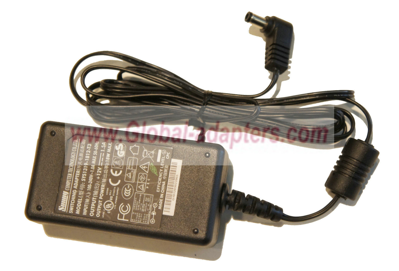 NEW 12V 1.5A Sunny SYS1319-1812-T3 5.5mmx2.5mm AC Adapter - Click Image to Close