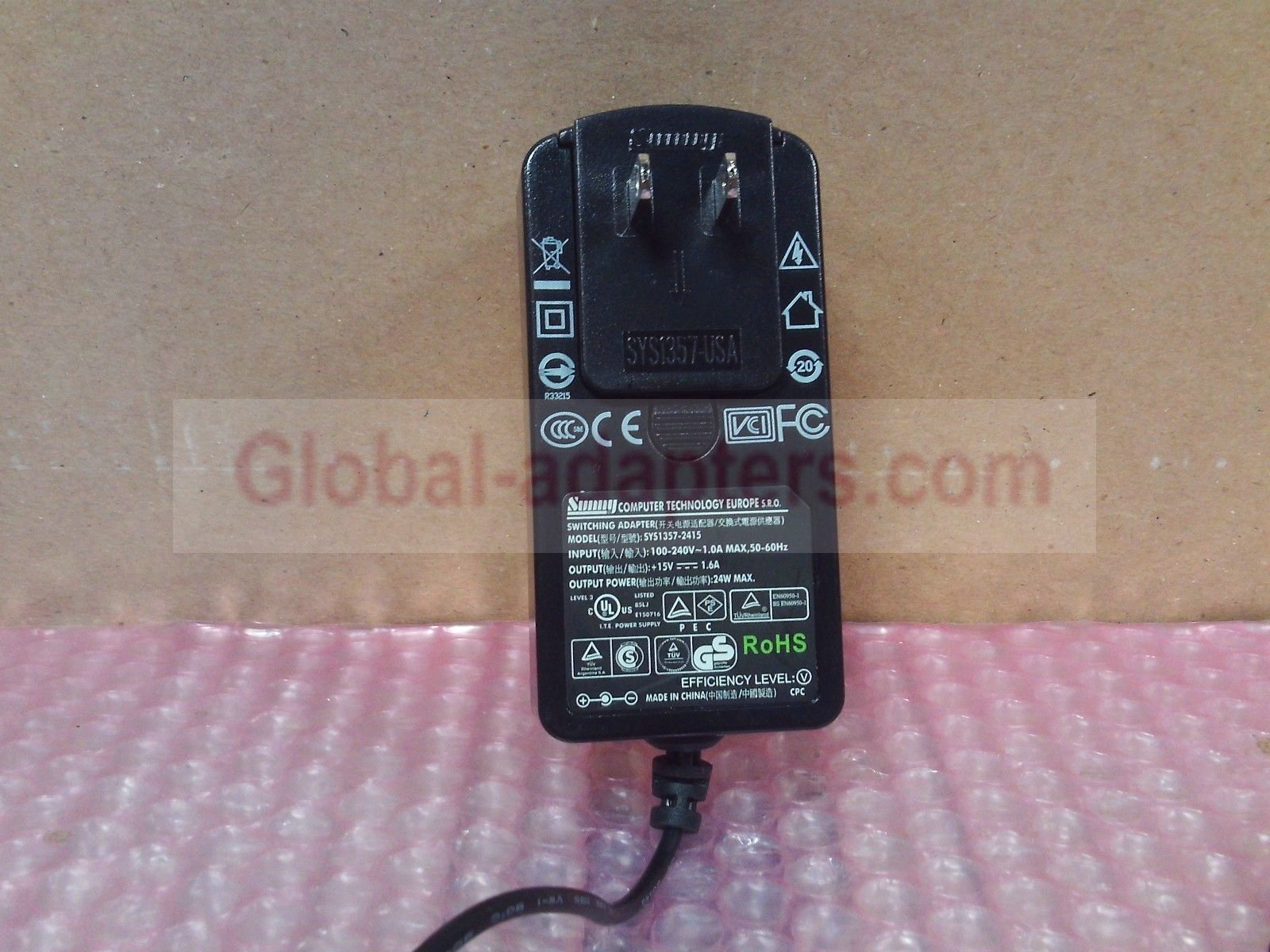 NEW 15V 1.6A SUNNY SYS1357-2415 AC ADAPTER