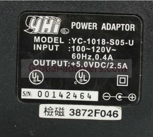New 5V 2.5A YHI YC-1018-S05-U Power Supply Adapter