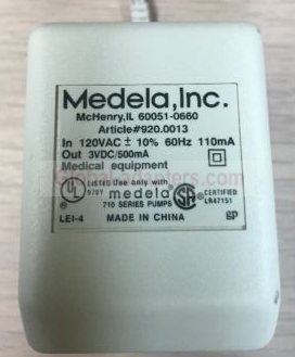 New 3V 500mA Medela 60051-0660 Ac Adapter