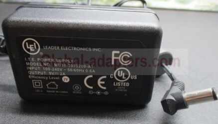 NEW 9V 2A LEI mu18-2090200-a1 Leader Electronics Inc ite power supply - Click Image to Close