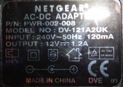 Original Genuine Netgear PWR-002-008 DV-121A2UK AC Adapter 12V - 1.2A Original Genuine Netgear PWR