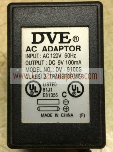 New Original 9V 100mA DVE DV-9100S AC Adapter