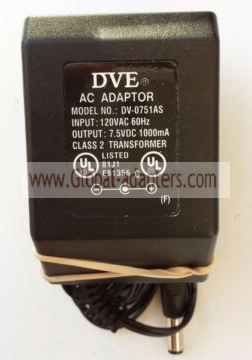 New Original 7.5V 1A DVE DV-0751AS AC ADAPTER - Click Image to Close