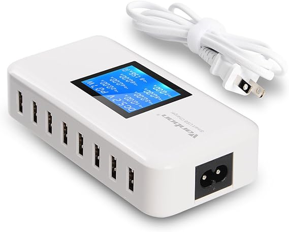 60W/12A 8-Port Desktop Charging Station Multiple USB, Multi Port Travel Fast Wall Charger Hub with L