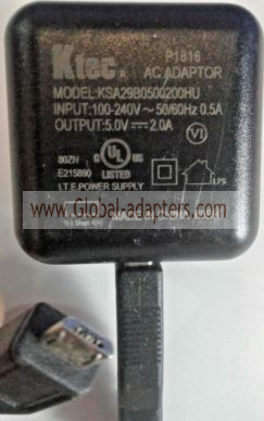 New Original 5V 2A Ktec Micro USB Connection Ktec KSA29B0500200HU AC Adapter