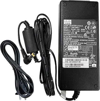 Genuine 48V UL AC/DC Adapter Compatible with Cisco Aironet 1700 2700 3700 3700i AIR-CAP3702I-A-K9 B-