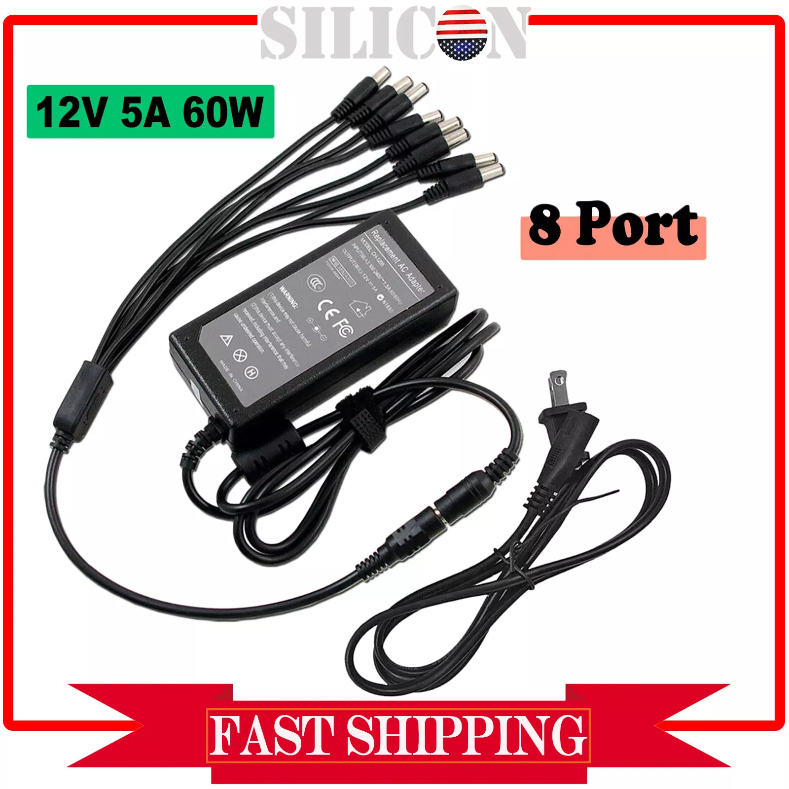 12v 5a Power Supply Adapter for CCTV Security Camera DVR 8 Split Zmodo Q-see Condition: NewNew Outp